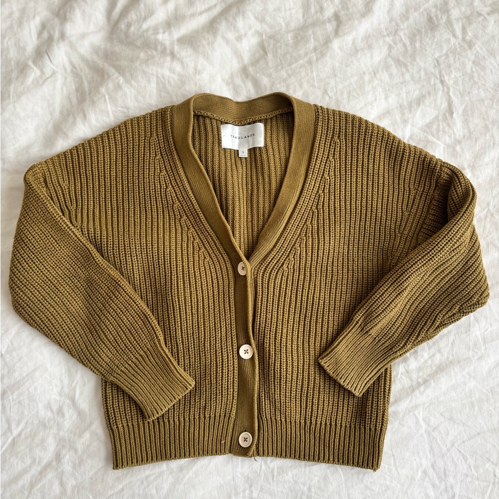 Tradlands Shelter Cotton Cardigan- Olive